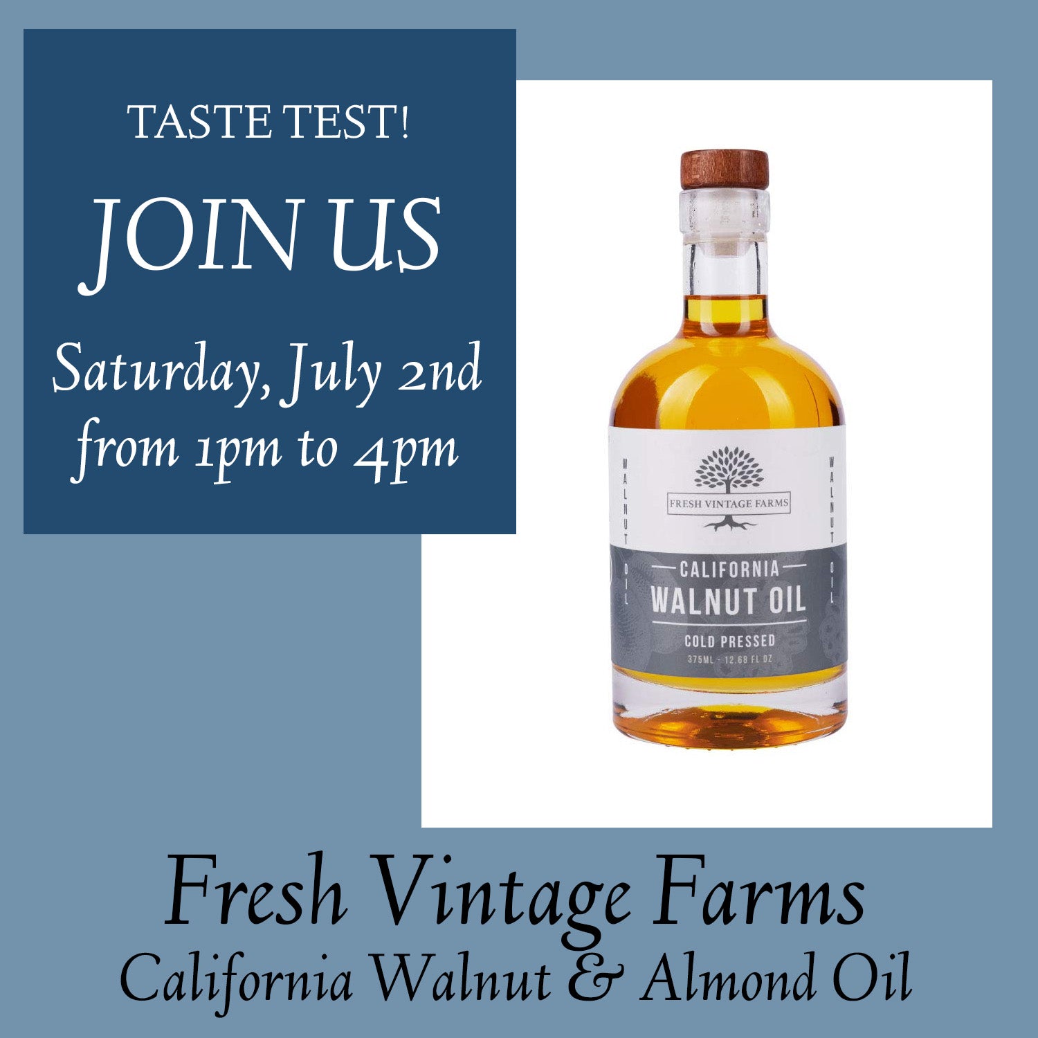 Join us! July 2nd Tasting of Fresh Vintage Farms