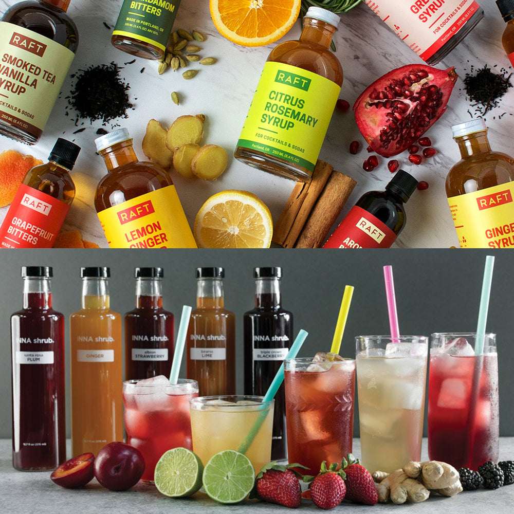 SodaStream Fizzies with Raft bitters and Inna shrubs