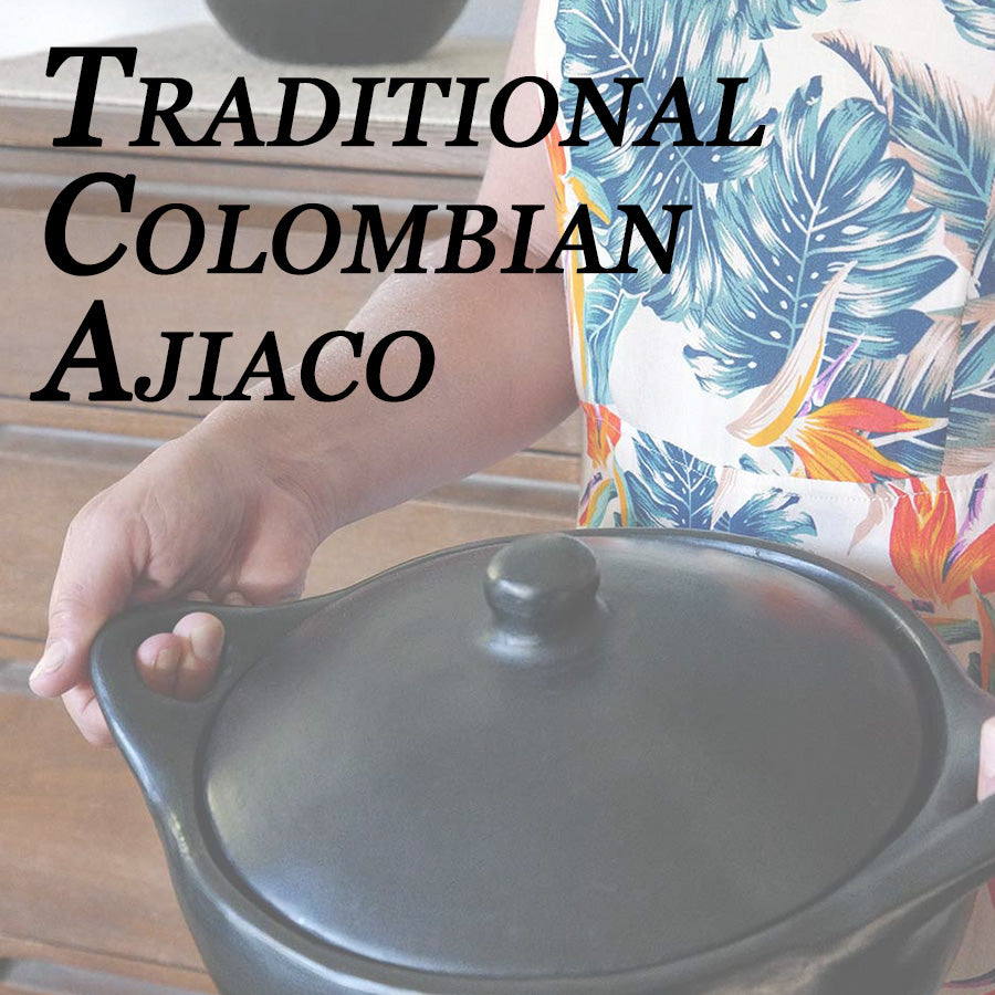 Traditional Colombian Ajiaco in a Chamba Soup Pot