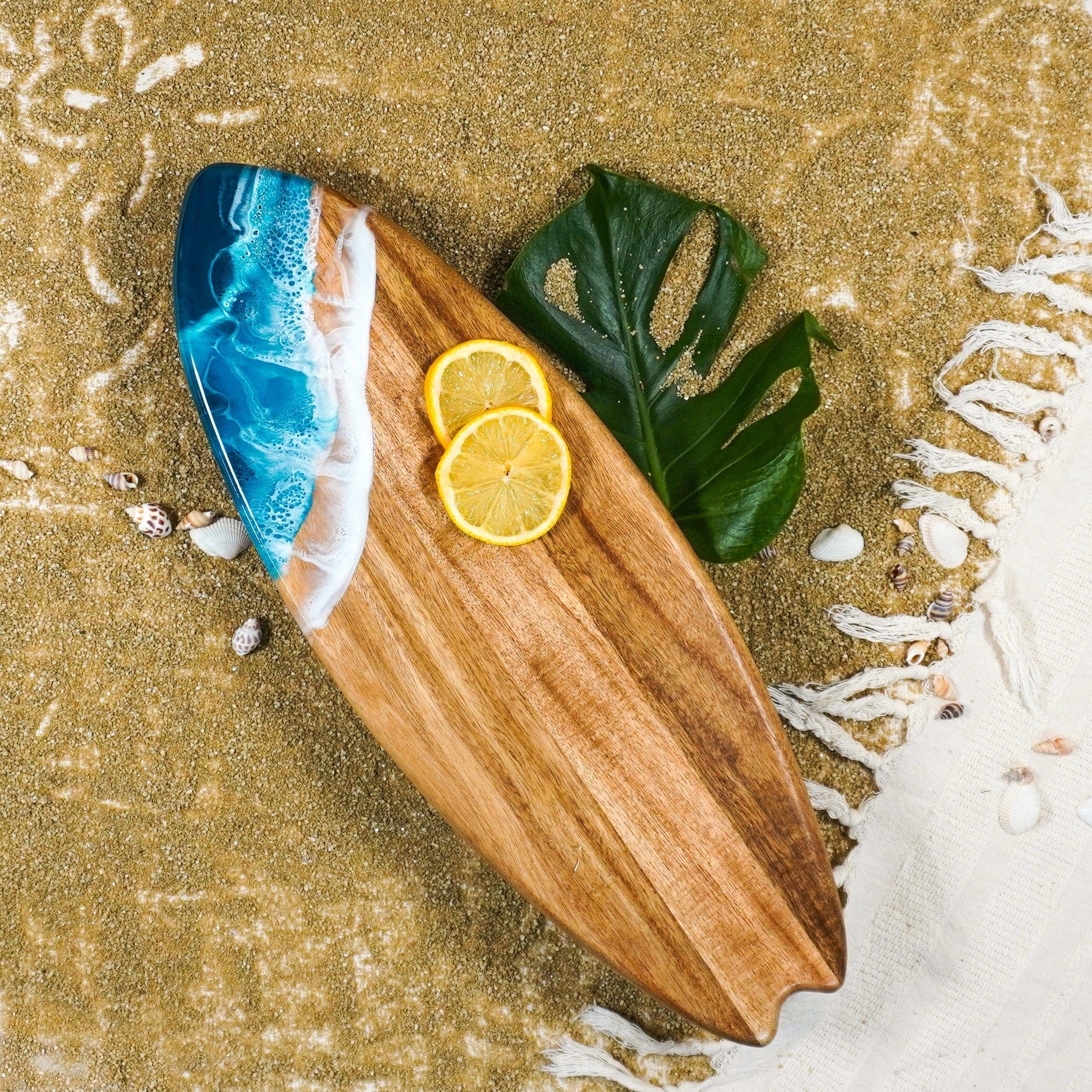Tabletop 7x20 Acacia Surf Board - Ocean Vibes