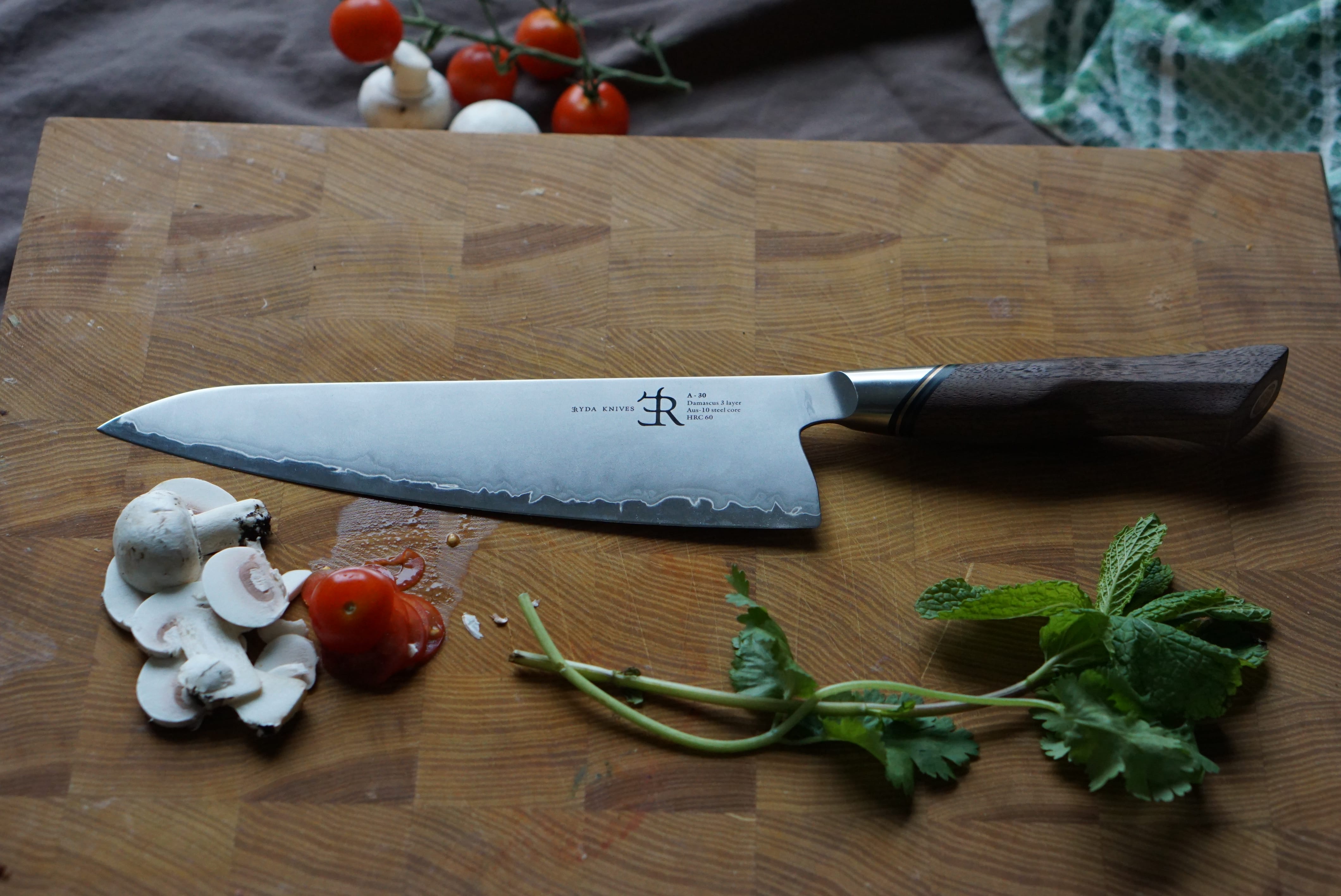 Ryda Knives A30 Damascus Steel Chef Knife