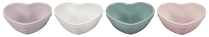 Le Creuset Mini Heart Bowls - Set of 4 - Multicolor (Shell Pink, Shallot, Sea Salt & White)
