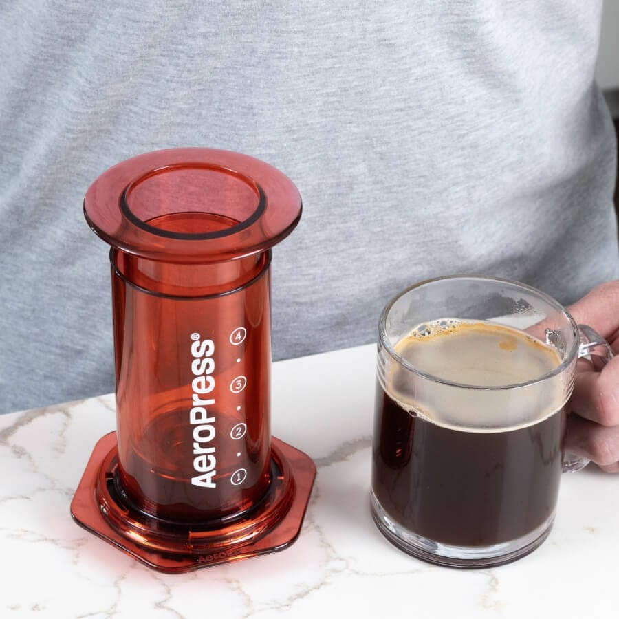 Coffee & Tea AeroPress Brew Technology - Clear Coffee Press - Red