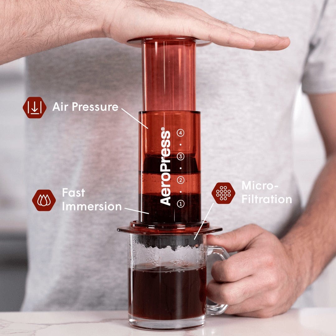 Coffee & Tea AeroPress Brew Technology - Clear Coffee Press - Red