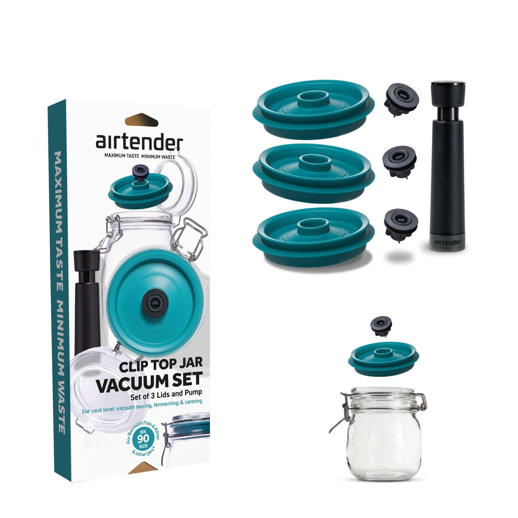 Barware Airtender Clip Top Jar Vacuum Lid & Pump Set