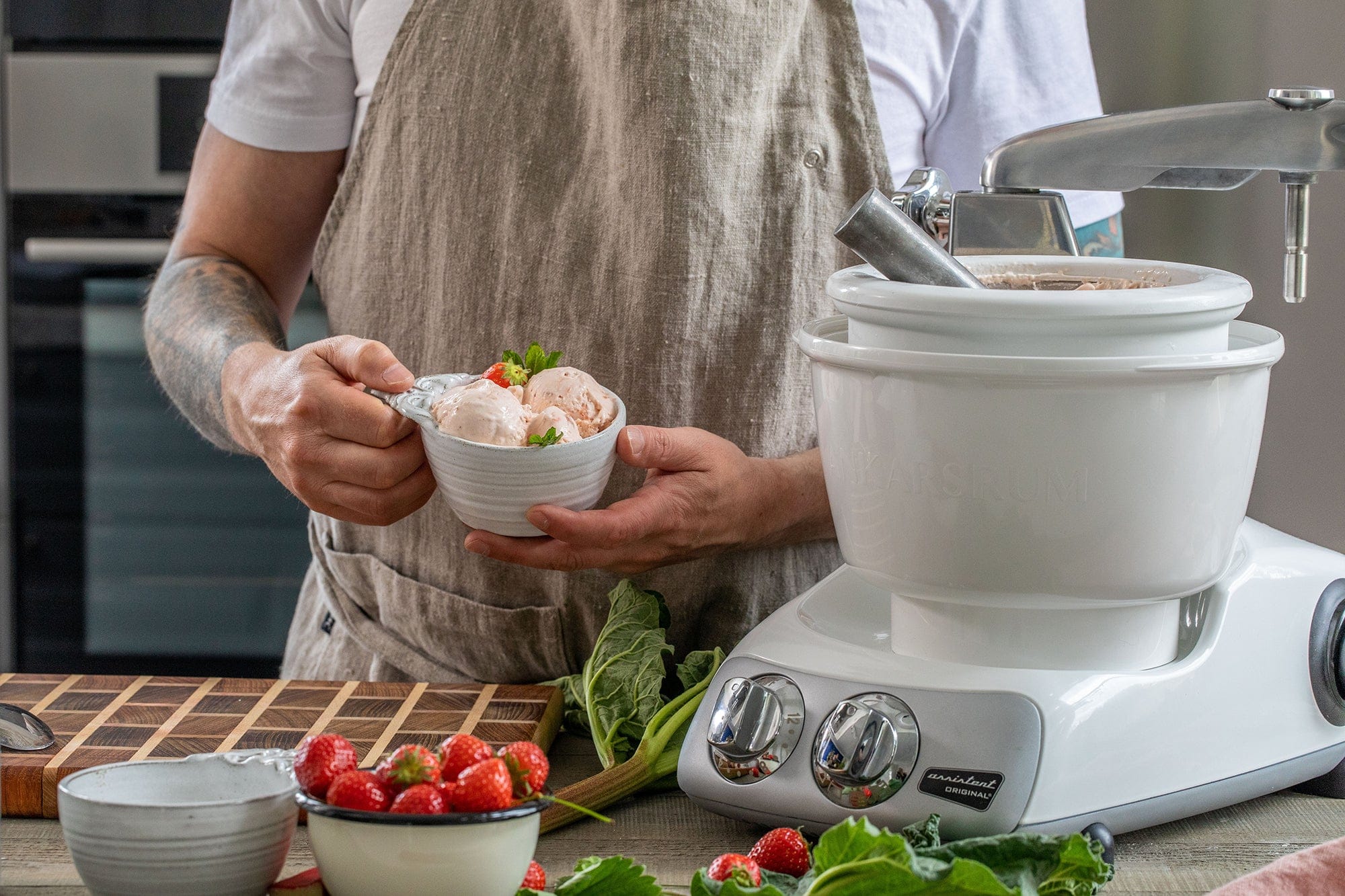 Electrical Appliances Ankarsrum Ice Cream Maker with Spatula - Original Assistent Stand Mixer Attachment for AKM6230