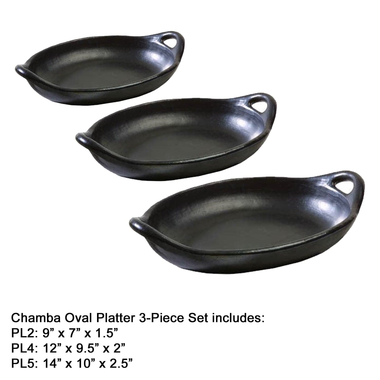 Chamba Cookware Authentic Chamba Oval Platter 3-Piece Set