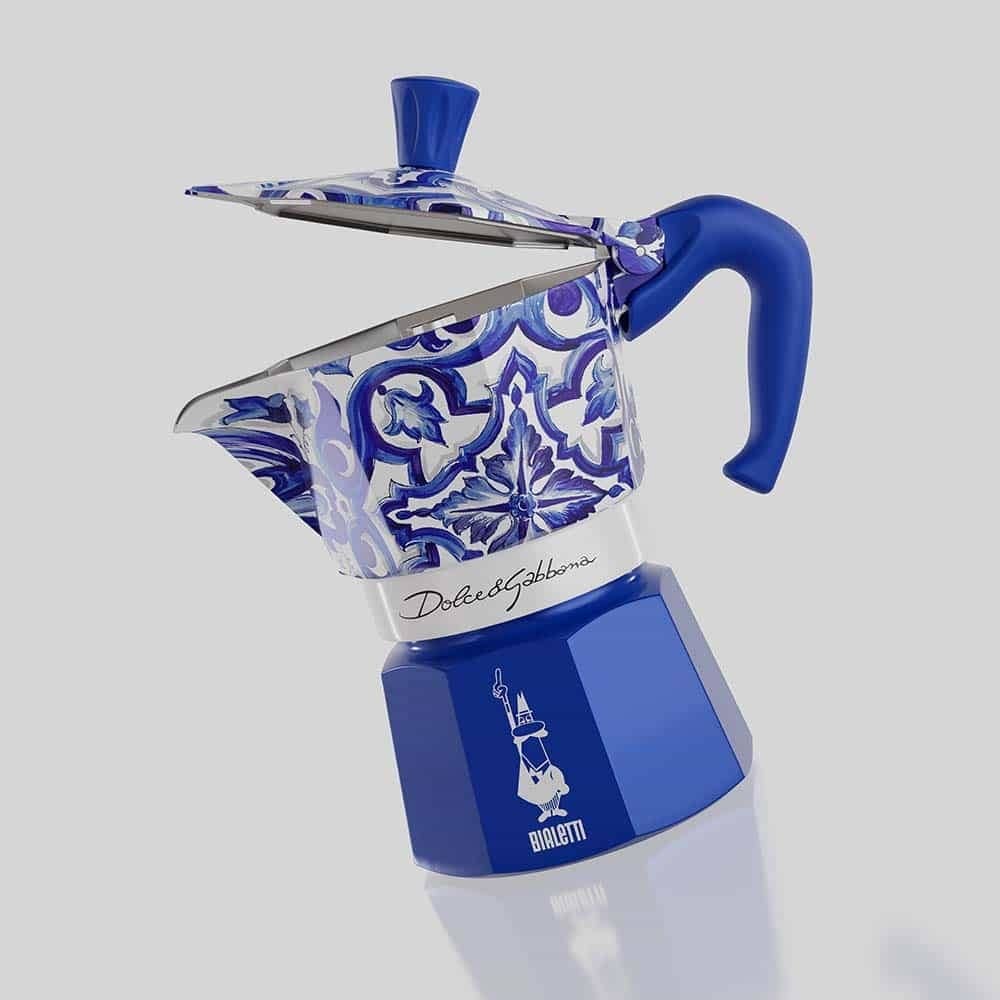 Coffee & Tea Bialetti Dolce & Gabbana Moka Pot Italian Coffee & Stovetop Espresso, Blue Mediterranean - 3 & 6 Cup