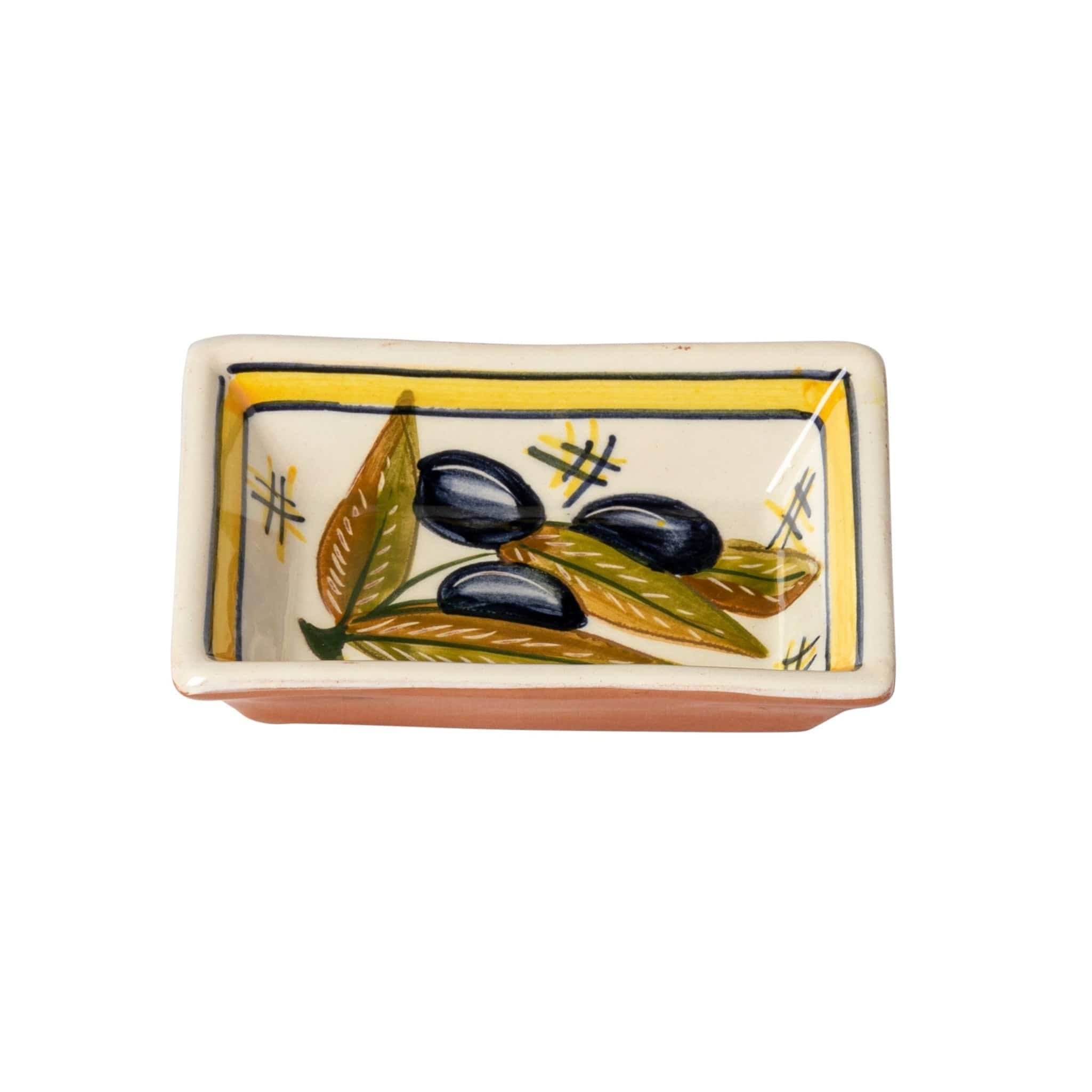 Table & Counter Accessories Casafina - Alentejo Terracotta - Handmade Olives Design Rectangular Dipping Bowl