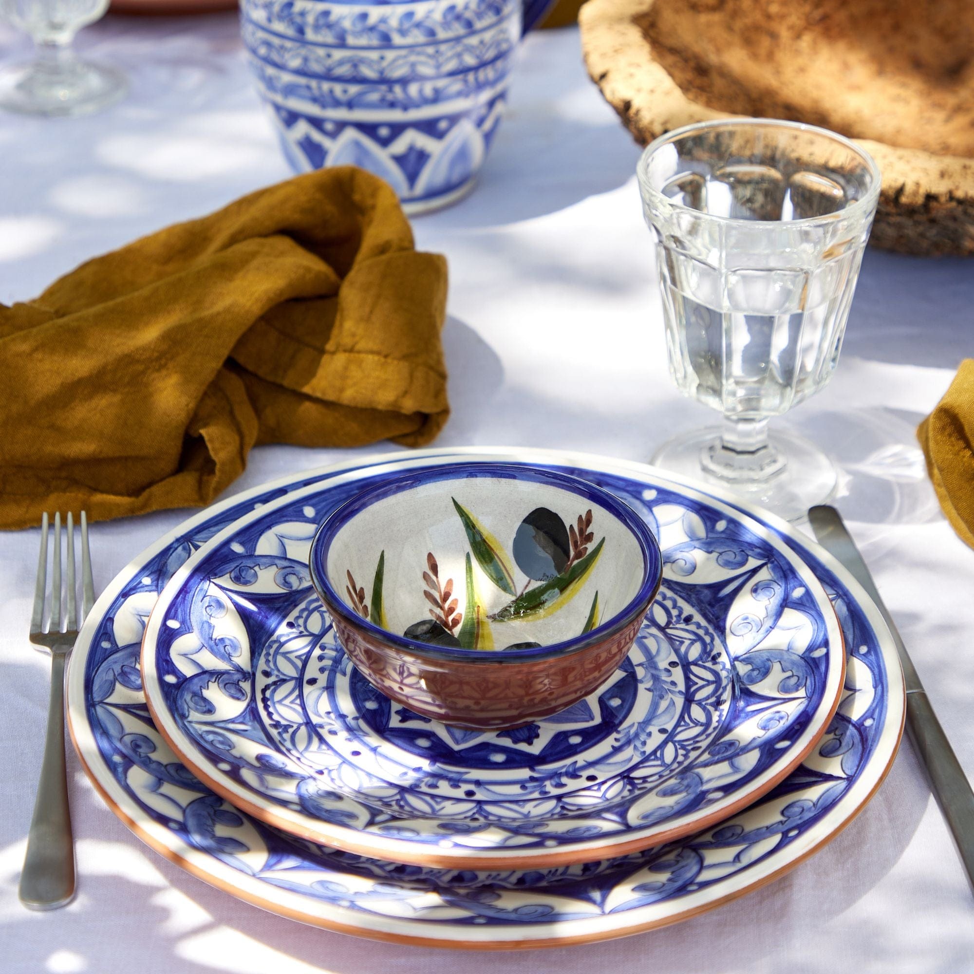 Table & Counter Accessories Casafina - Alentejo Terracotta - Handmade Olives Design Round Dip Bowl