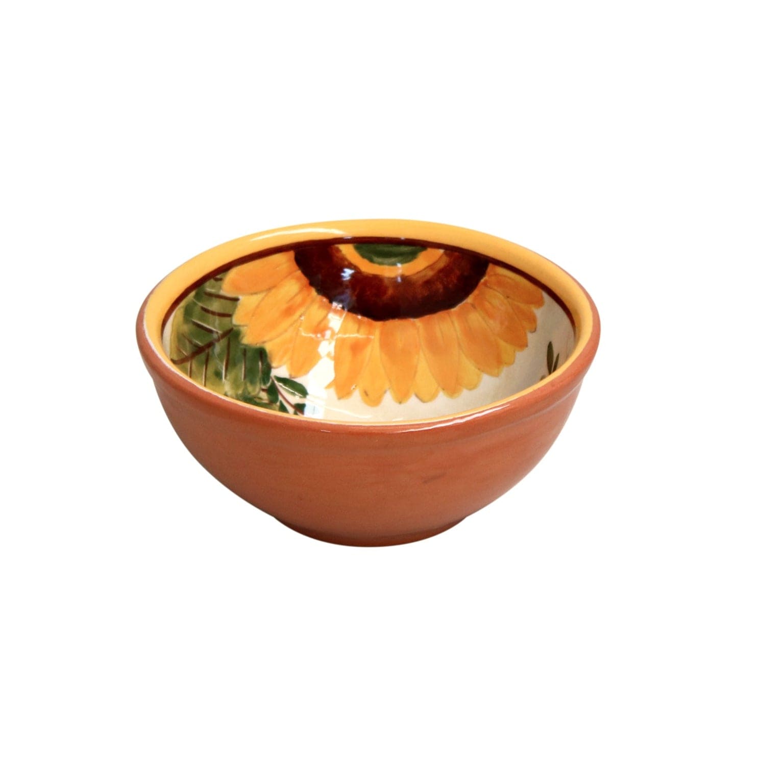 Table & Counter Accessories Casafina - Alentejo Terracotta - Handmade Sunflower Design Round Dip Bowl
