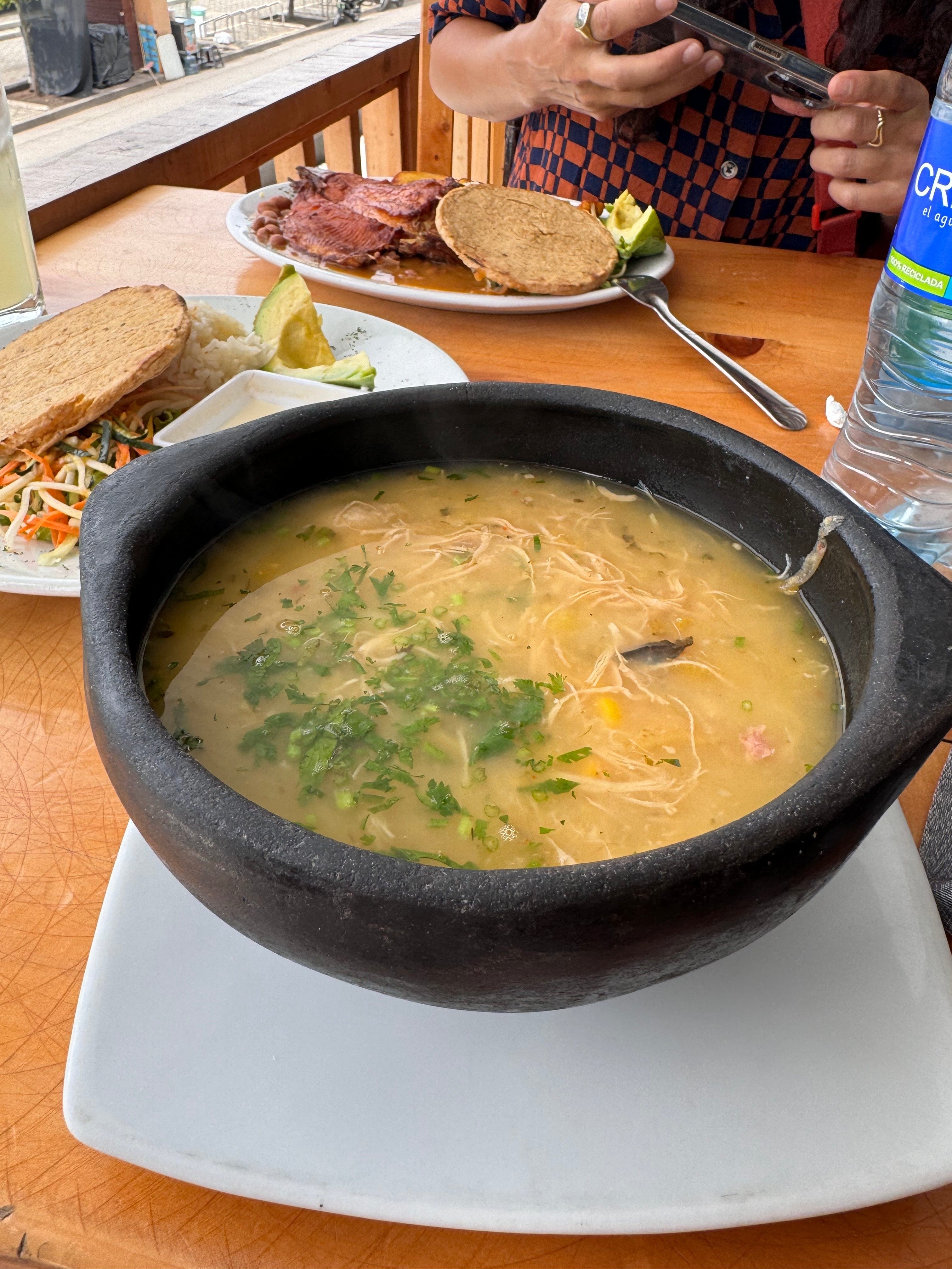 Chamba Cookware Authentic Chamba Ajiaco Bowl w/ Flat Bottom - Elegant, All-Natural Black Clay Dish for Soup, Salad or Serving - Handmade in Colombia