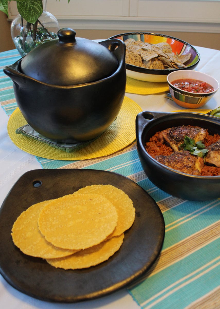 Chamba Cookware Authentic Chamba Comal - Black Clay Concave Griddle for Heating Tortillas and Roasting Veggies  - Stovetop & Oven Safe – Handmade in Colombia