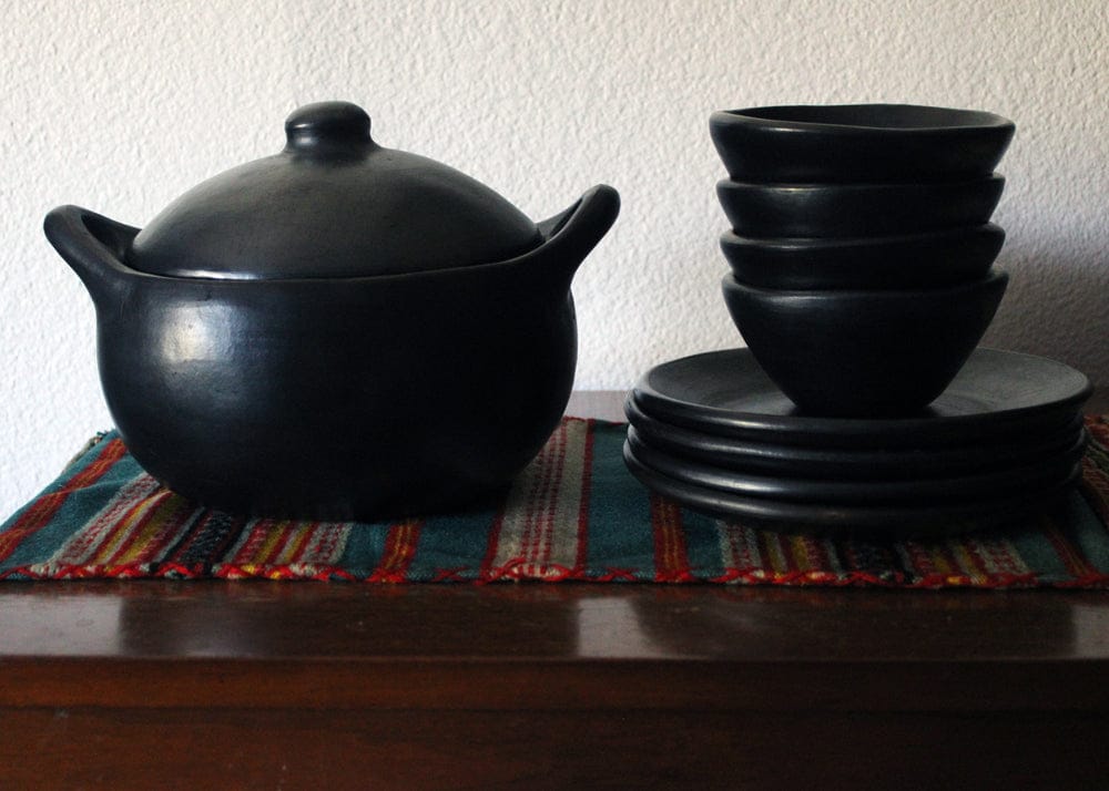 Chamba Cookware Authentic Chamba Cone Bowl - Elegant, All-Natural Black Clay Dish for Soup, Salad or Serving - Handmade in Colombia