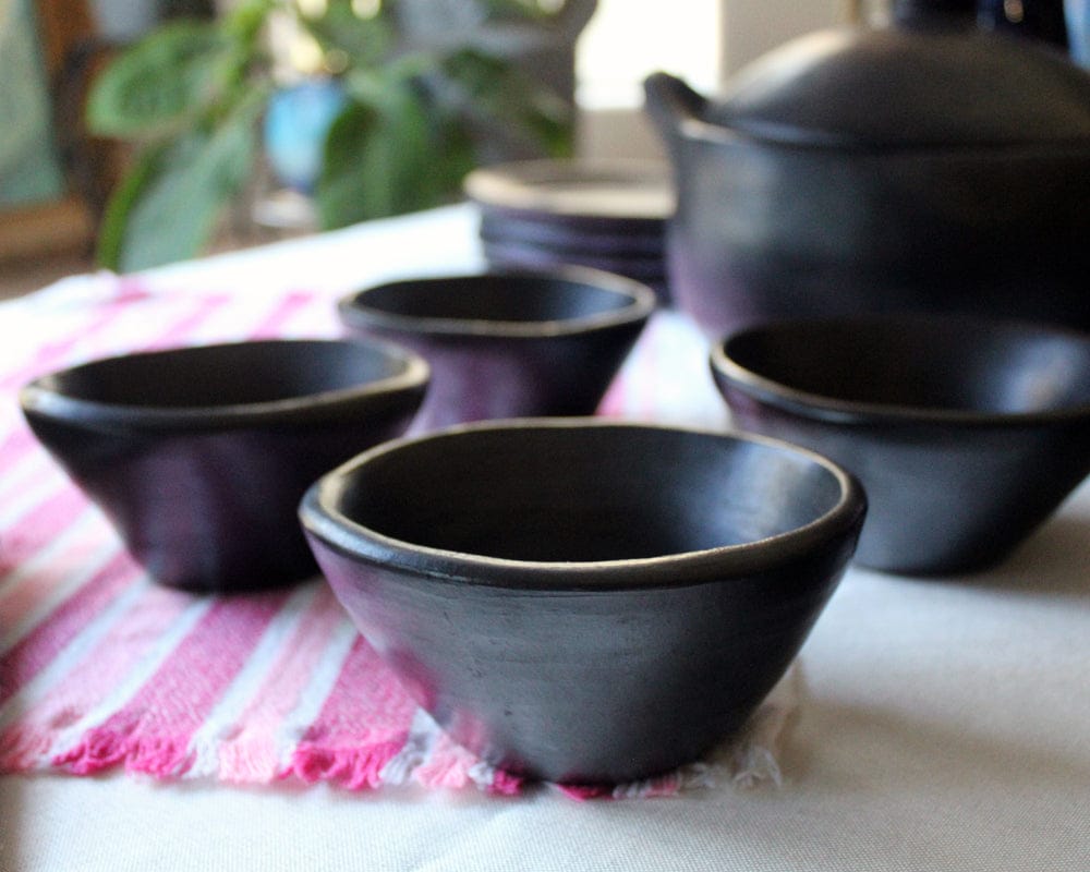 Chamba Cookware Authentic Chamba Cone Bowl - Elegant, All-Natural Black Clay Dish for Soup, Salad or Serving - Handmade in Colombia