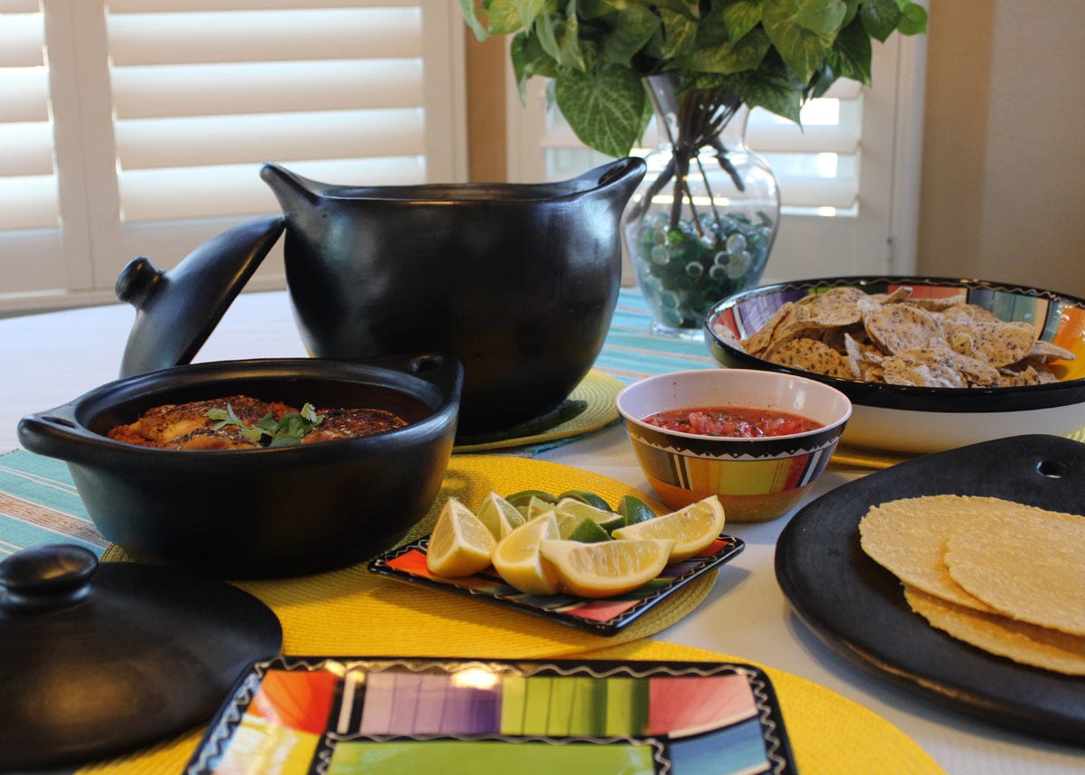 Chamba Cookware Authentic Chamba Casserole - Elegant, All-Natural Black Clay Casserole for Braising, Baking and Serving Paella, Stews and More- Stovetop & Oven Safe – Handmade in Colombia