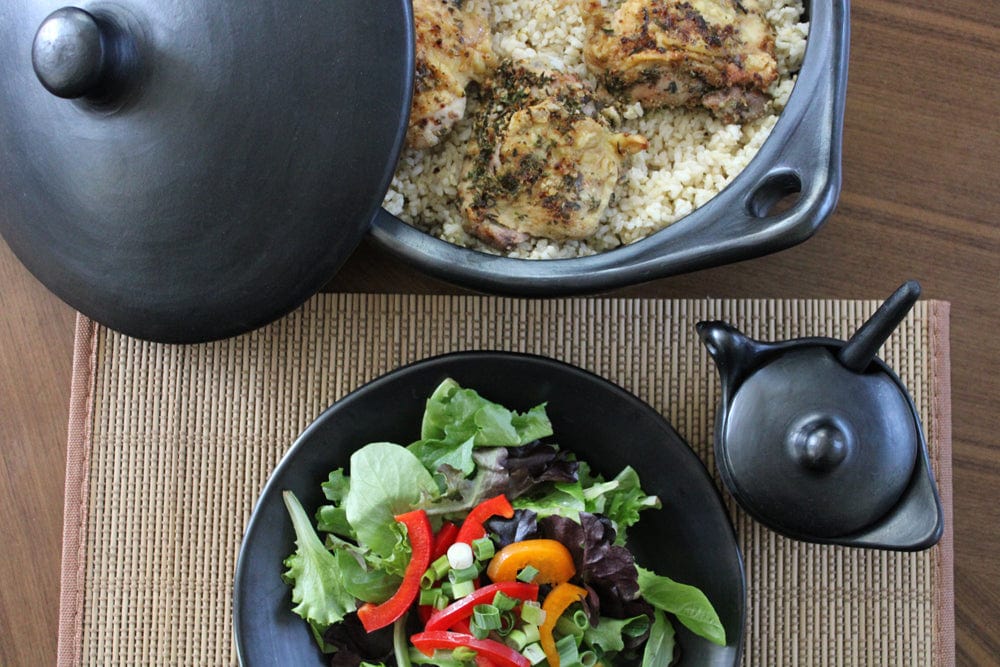 Chamba Cookware Authentic Chamba Paella Pan - Elegant, All-Natural Black Clay Casserole for Braising, Baking and Serving Paella, Stews and More- Stovetop & Oven Safe – Handmade in Colombia