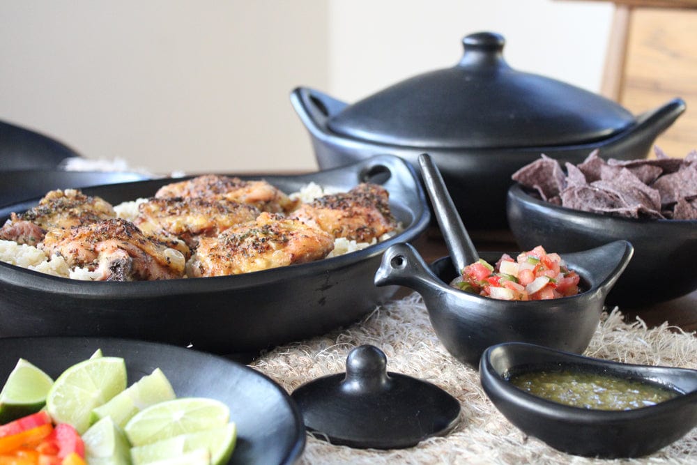 Chamba Cookware Authentic Chamba Paella Pan - Elegant, All-Natural Black Clay Casserole for Braising, Baking and Serving Paella, Stews and More- Stovetop & Oven Safe – Handmade in Colombia