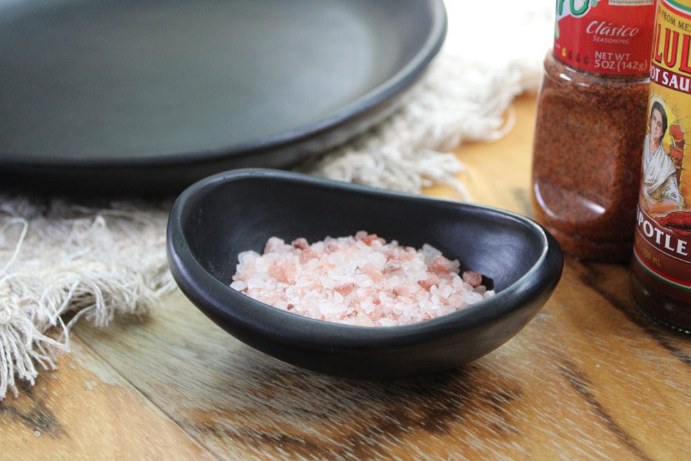 Chamba Cookware Authentic Chamba Mini Oval Salsa Dish - Elegant, All-Natural Black Clay Bowl for Salsas, Condiments and More - Handmade in Colombia