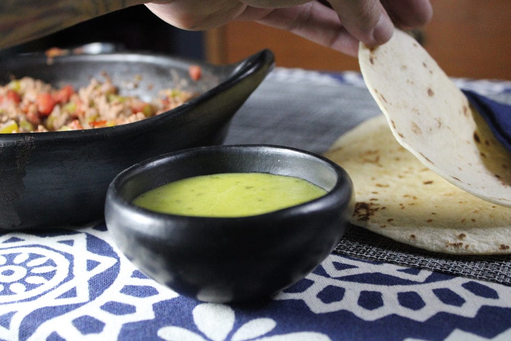 Chamba Cookware Authentic Chamba Salt Dish, Small All-Natural Black Clay Plate for Salsa, Condiments and More - Handmade in Colombia