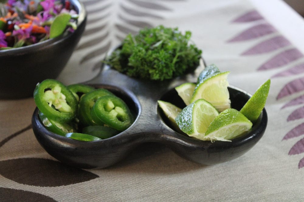 Chamba Cookware Authentic Chamba Triple Dish - Elegant, All-Natural Black Clay Platter for Salsas, Appetizers and More - Handmade in Colombia