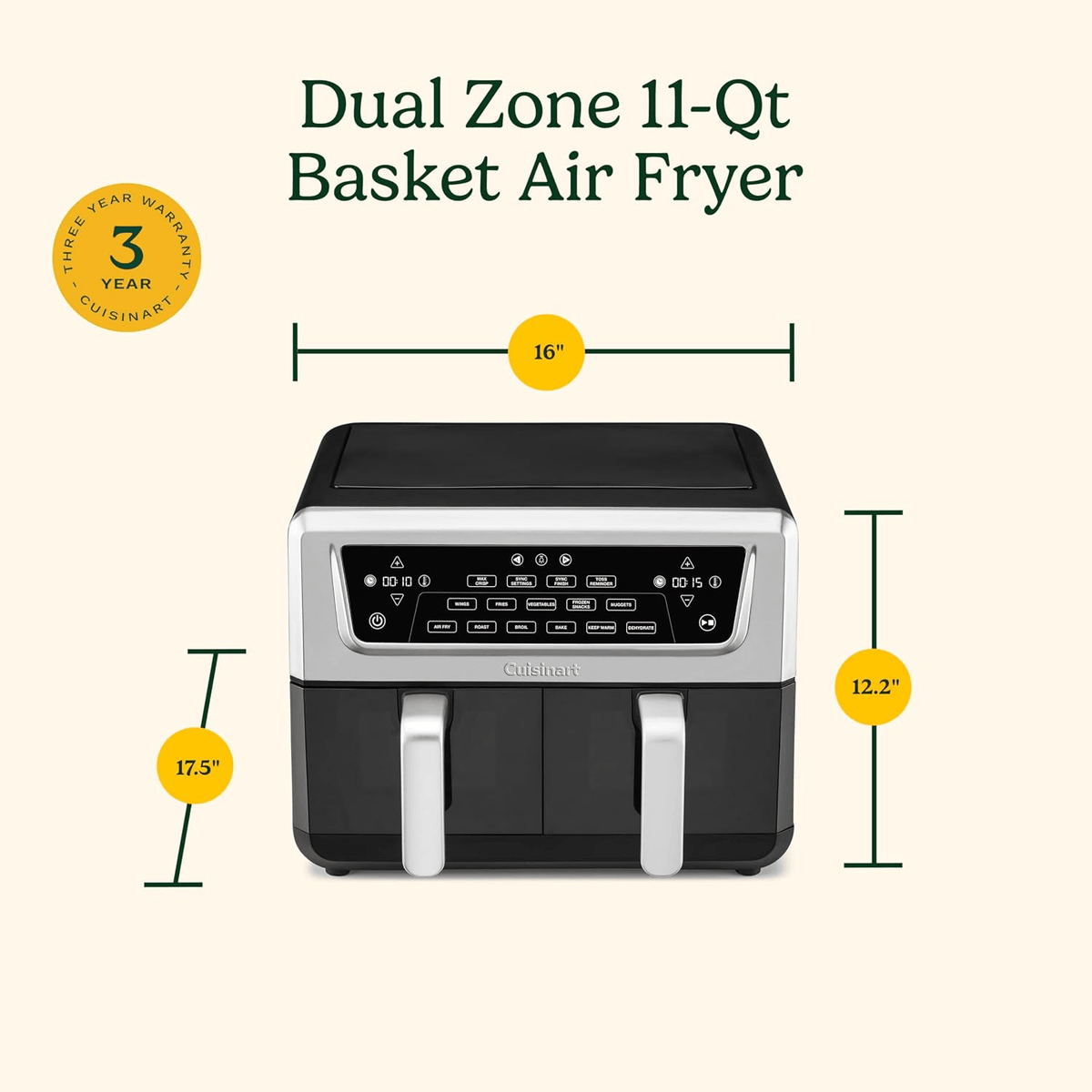 Electrical Appliances Cuisinart 11-Quart Dual Basket Air Fryer with Viewing Window