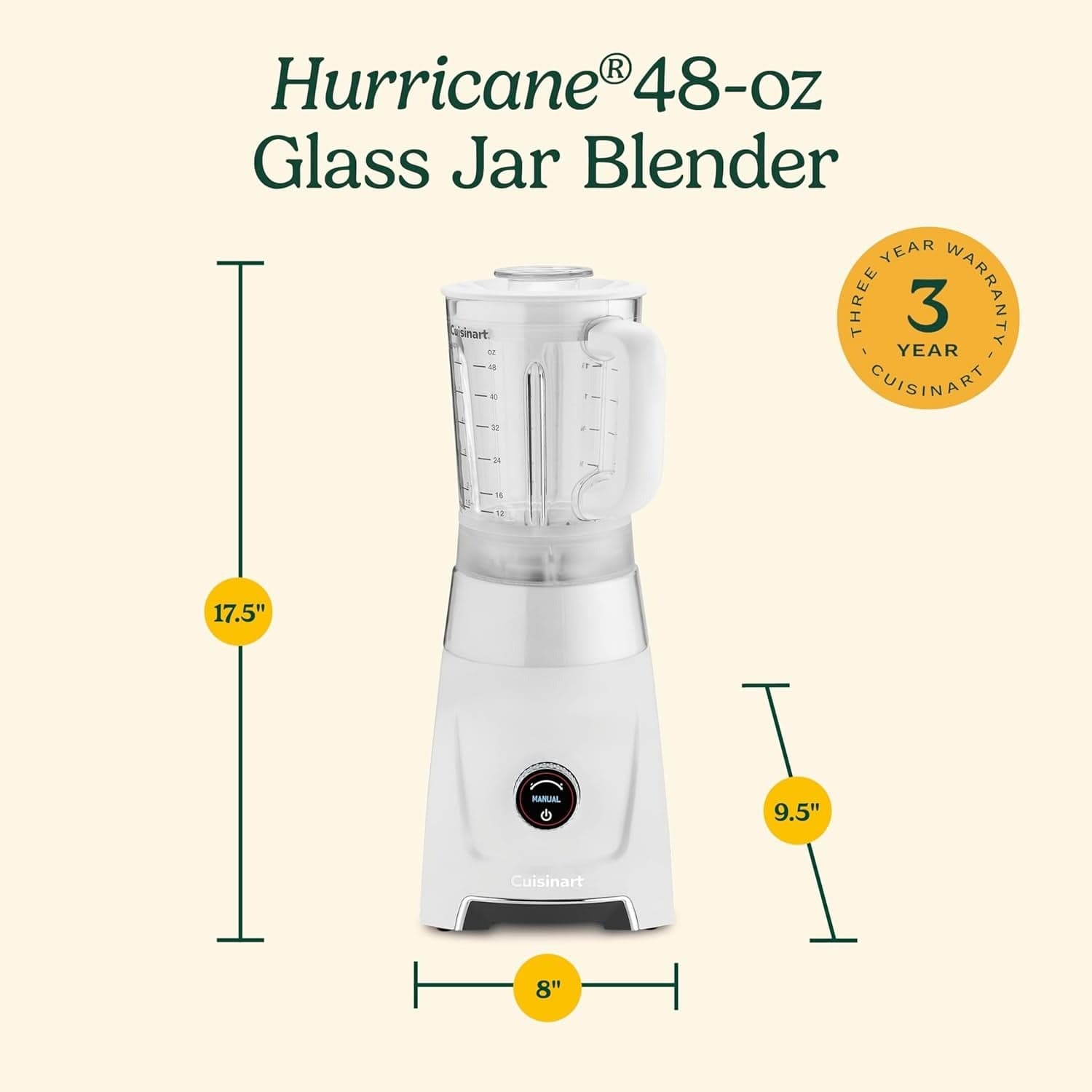 Cuisinart Hurricane Glass Jar Blender, 48 oz. – Toque Blanche