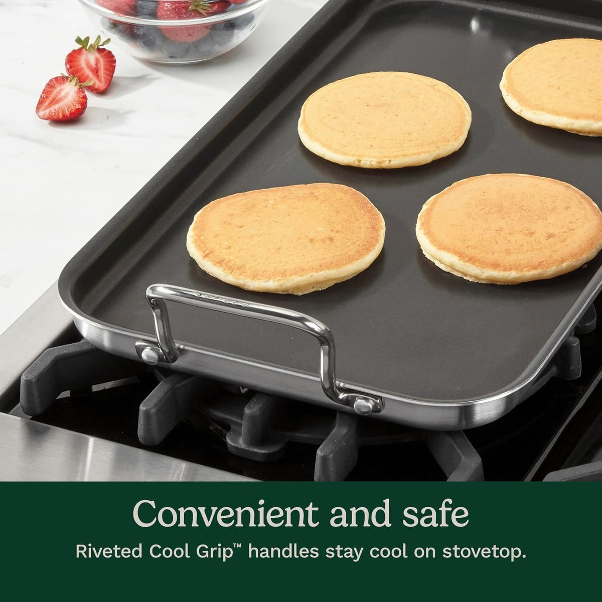 Cookware Cuisinart Multi-Clad Pro Tri-Ply Stainless NonStick Double Burner Griddle, 10" x 18"