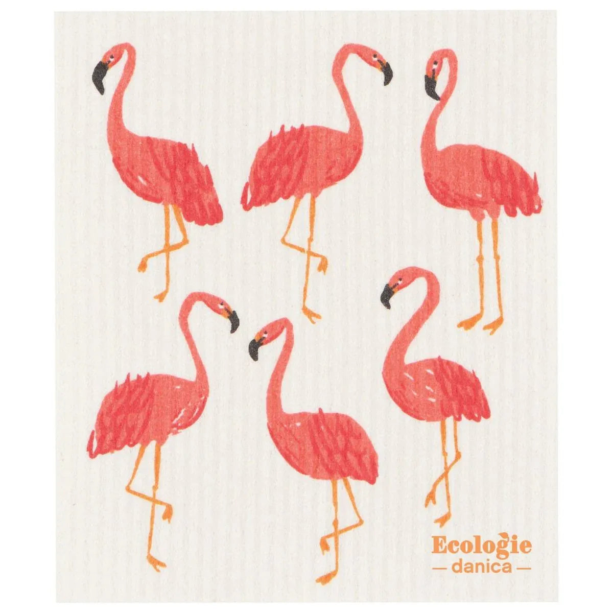 Linen Danica Ecologie Swedish Sponge Cloth Flamingos
