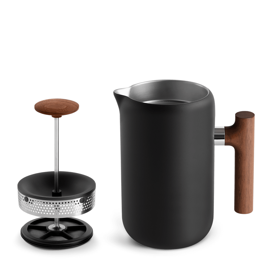 Coffee & Tea Fellow Clara French Press - Matte Black with Walnut handle