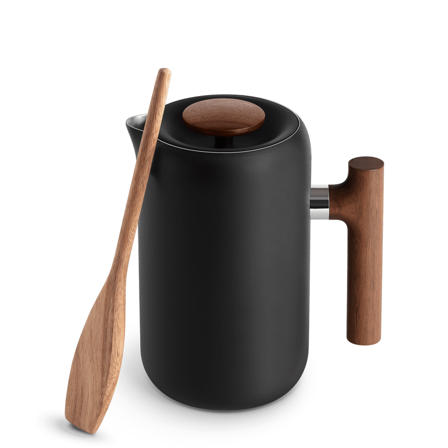 Coffee & Tea Fellow Clara French Press - Matte Black with Walnut handle
