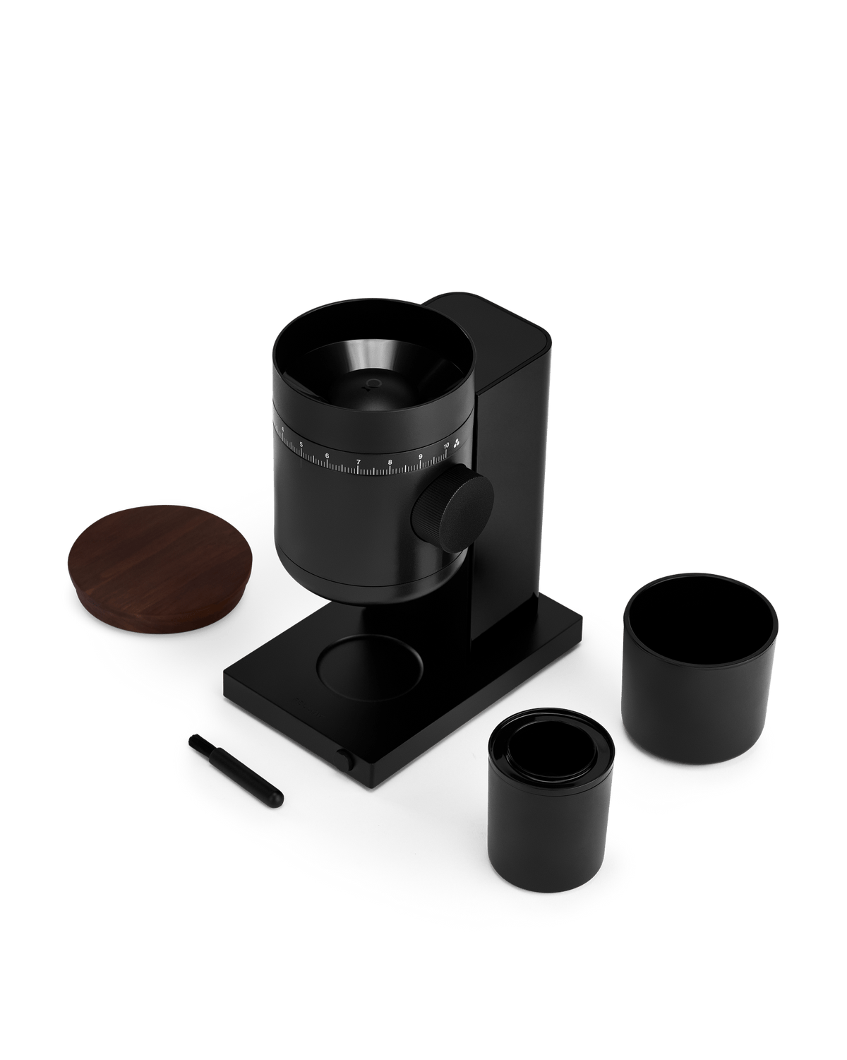 Coffee & Tea Fellow Opus 2 Conical Burr Grinder, Matte Black with Walnut