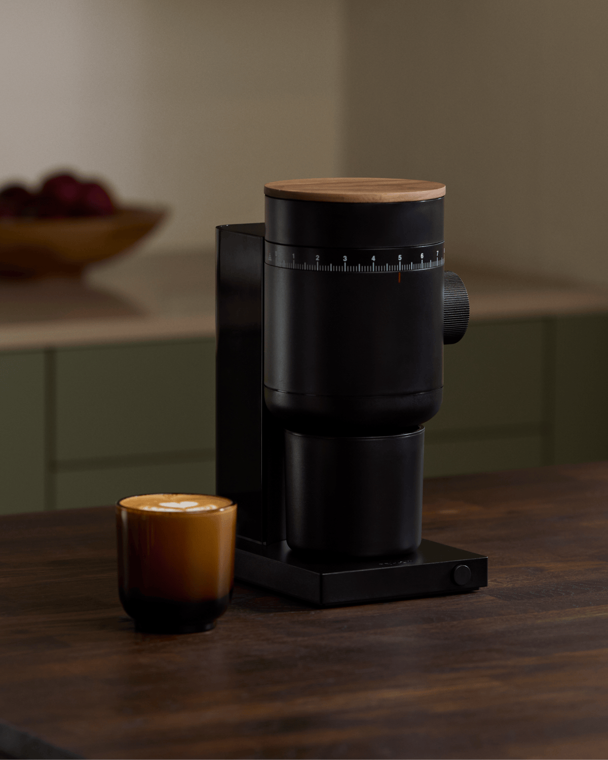 Coffee & Tea Fellow Opus 2 Conical Burr Grinder, Matte Black with Walnut
