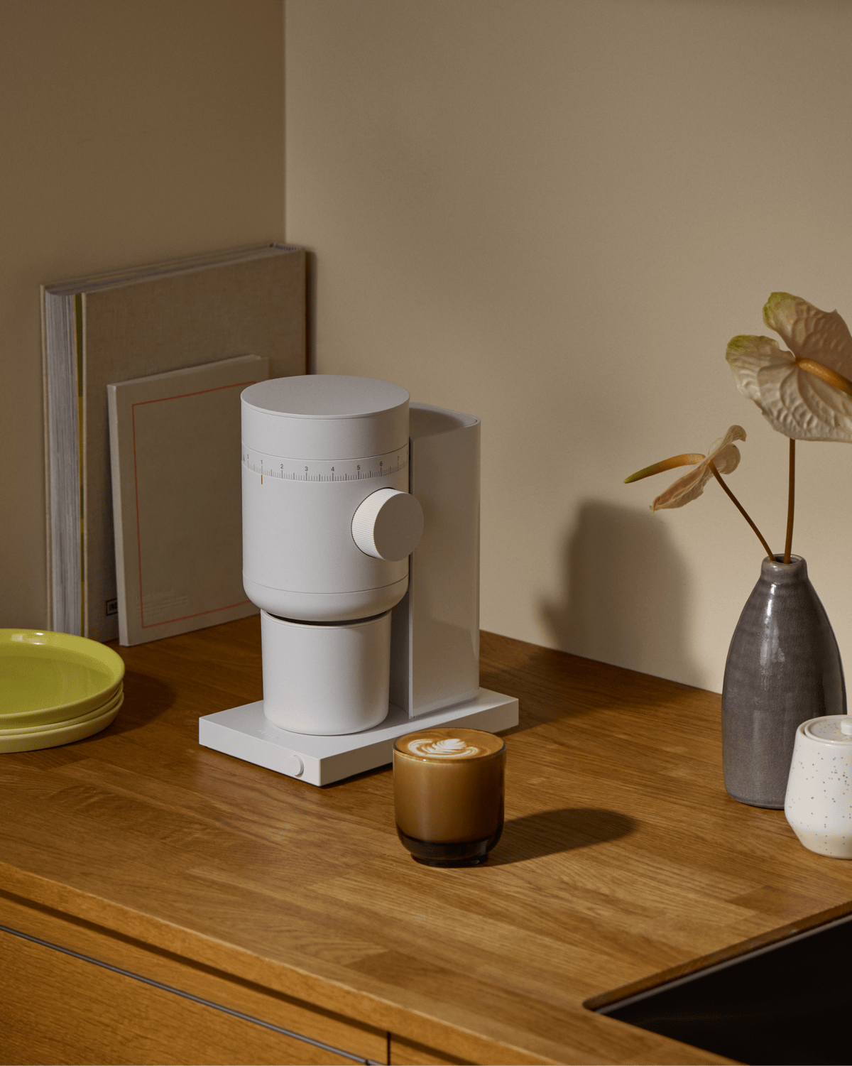 Coffee & Tea Fellow Opus 2 Conical Burr Grinder, Matte White