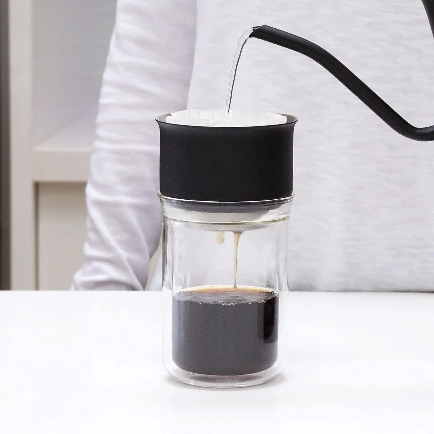 Coffee & Tea Fellow Stagg [X] Pour-Over Coffee Maker Set - Kit Includes Stagg [X] Pour-Over Dripper, Stagg Double Wall Glass Carafe, and 20 Paper Filters