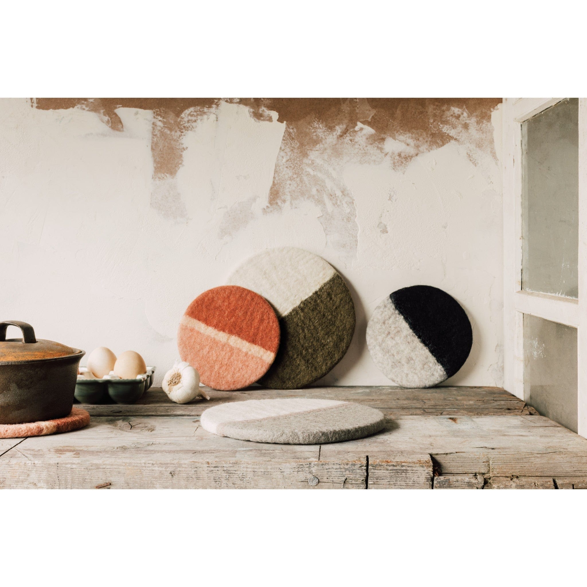 Tabletop Felted Wool Trivet - Quarry, 8"