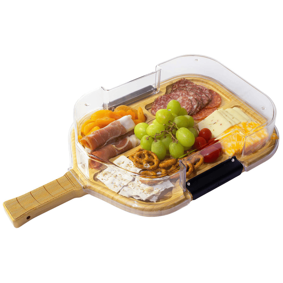 Travel & Storage Flip, Serve & Store Charcuterie Board with Locking Lid - Pickleball Paddle