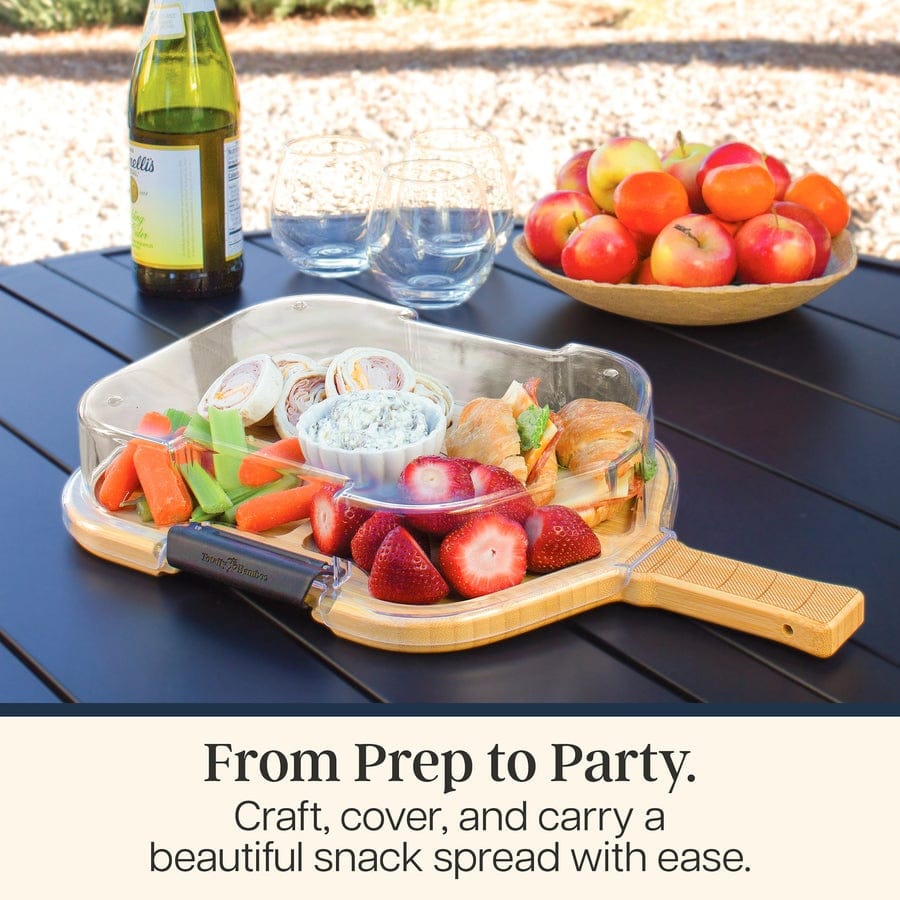 Travel & Storage Flip, Serve & Store Charcuterie Board with Locking Lid - Pickleball Paddle