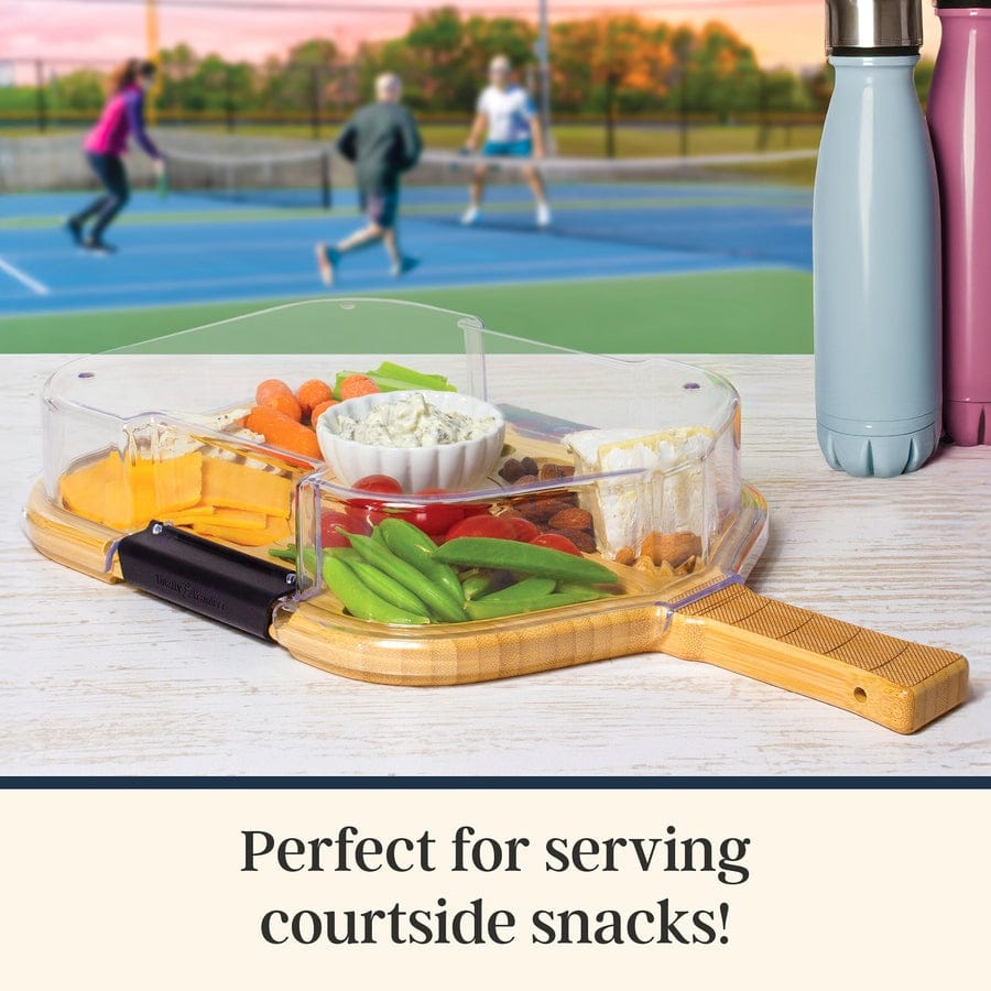 Travel & Storage Flip, Serve & Store Charcuterie Board with Locking Lid - Pickleball Paddle