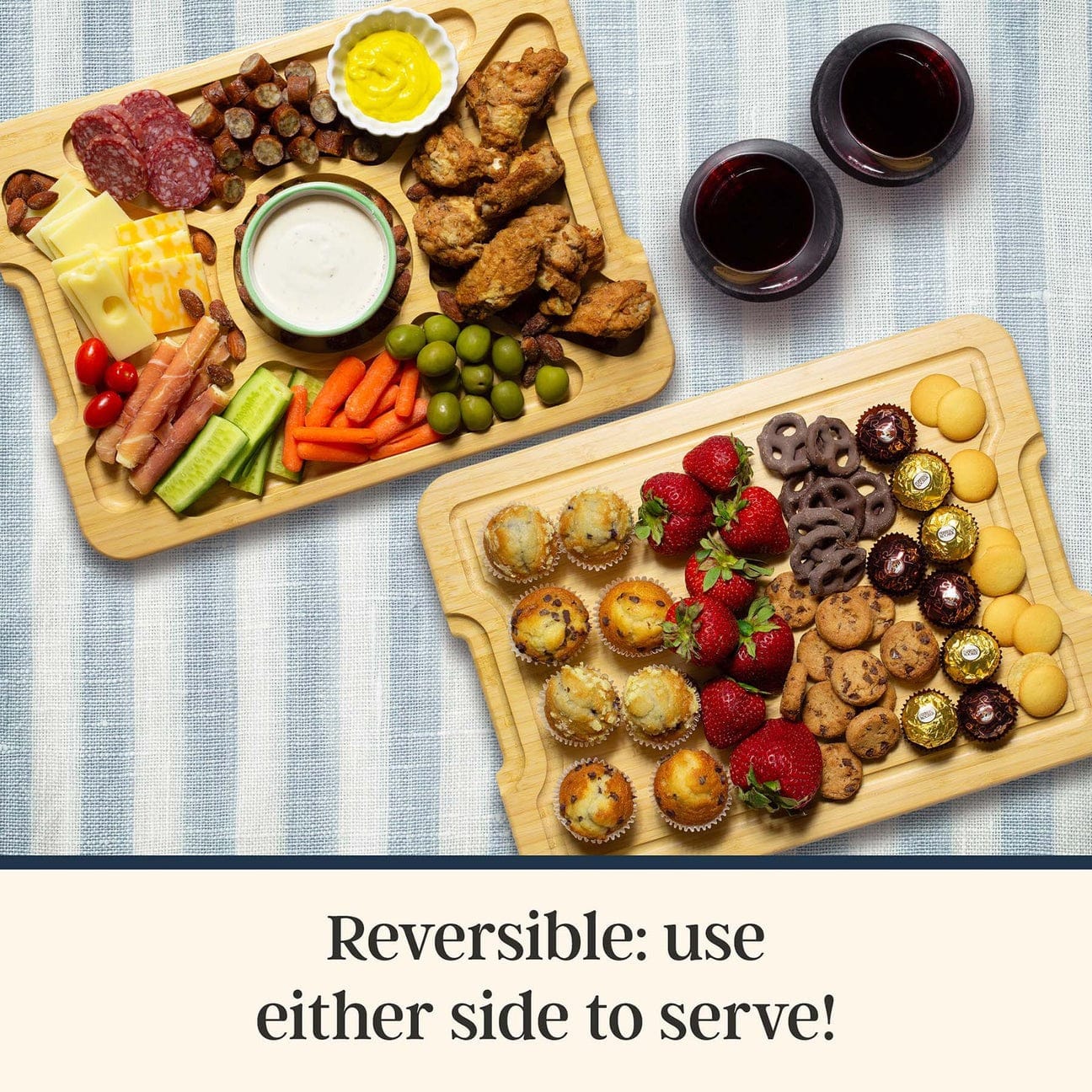 Table & Counter Accessories Flip, Serve & Store Charcuterie Board with Locking Lid - Rectangle