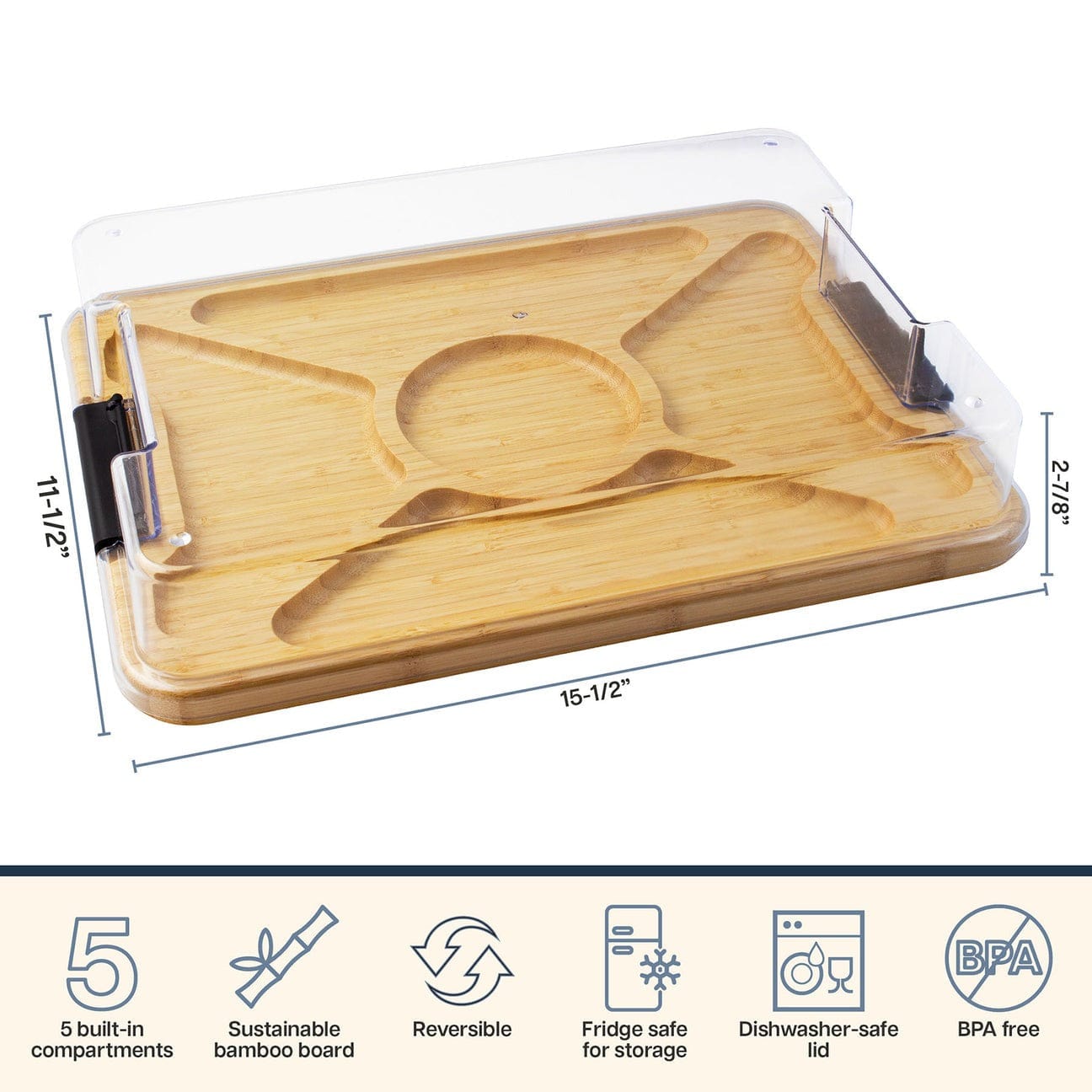 Table & Counter Accessories Flip, Serve & Store Charcuterie Board with Locking Lid - Rectangle