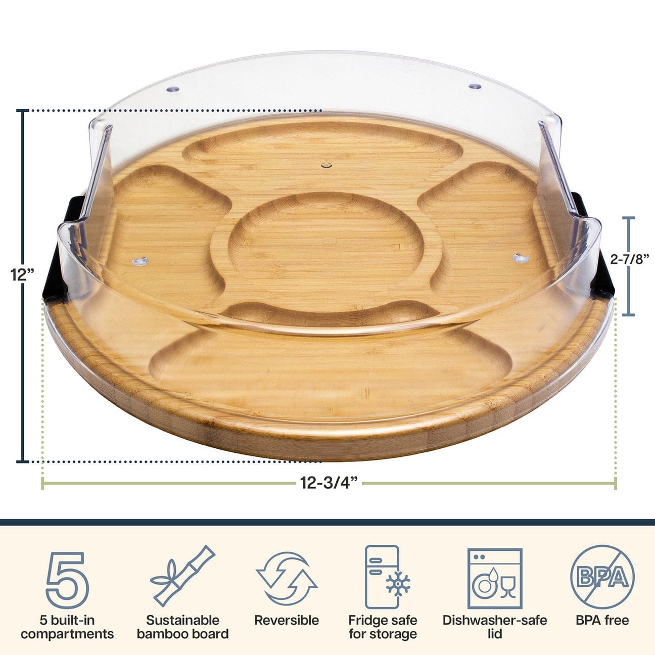 Table & Counter Accessories Flip, Serve & Store Charcuterie Board with Locking Lid - Round