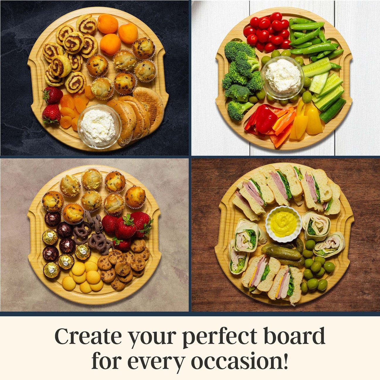 Table & Counter Accessories Flip, Serve & Store Charcuterie Board with Locking Lid - Round