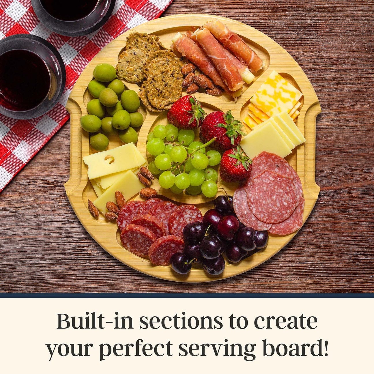 Table & Counter Accessories Flip, Serve & Store Charcuterie Board with Locking Lid - Round