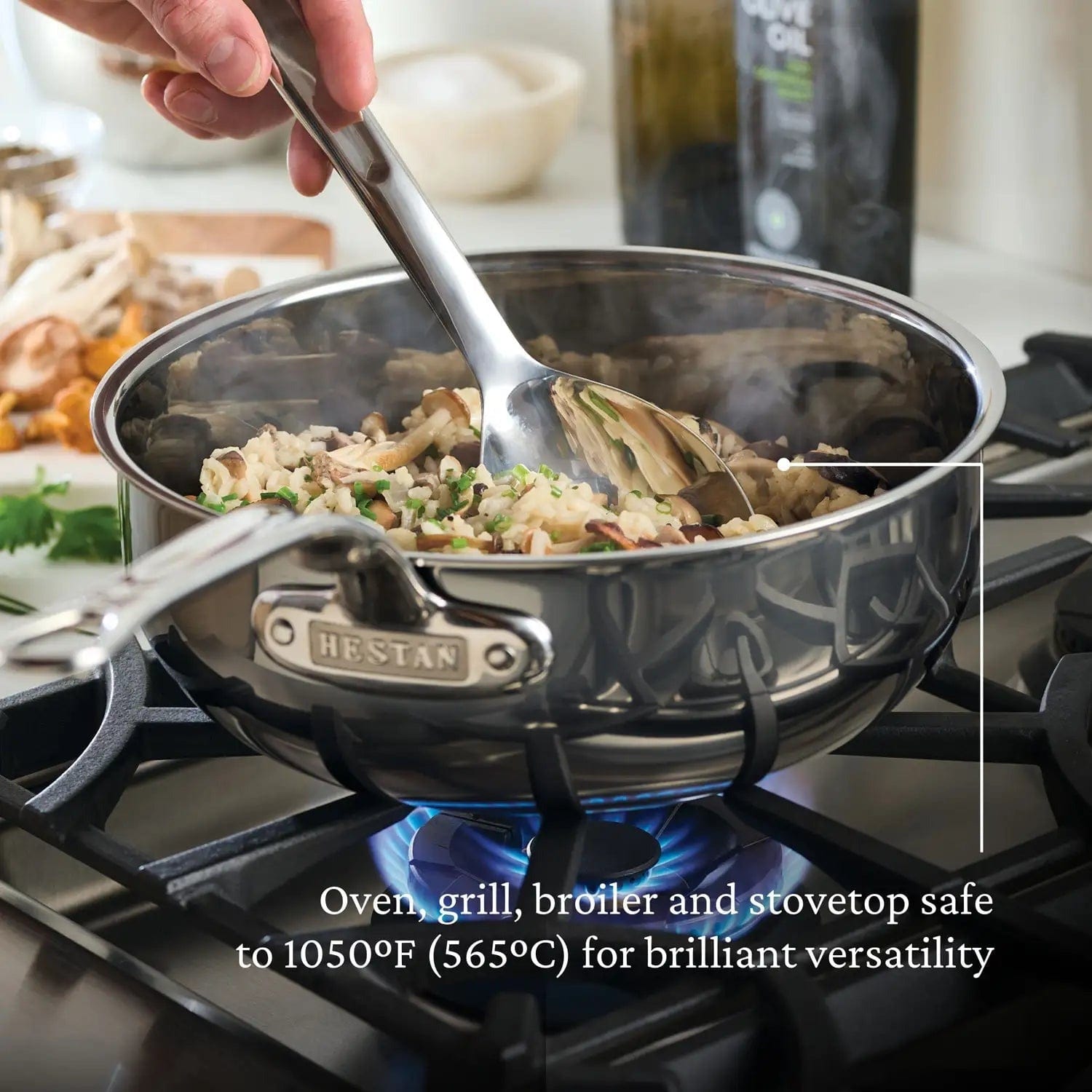 Cookware Hestan Nanobond Covered Essential Pan with Helper Handle - 5 Quart