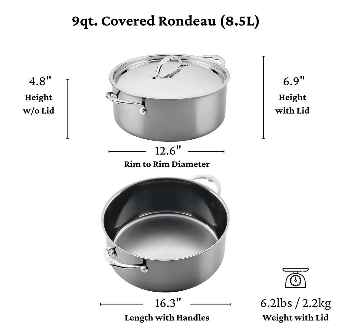 Cookware Hestan Nanobond Covered Rondeau, 9 Quart