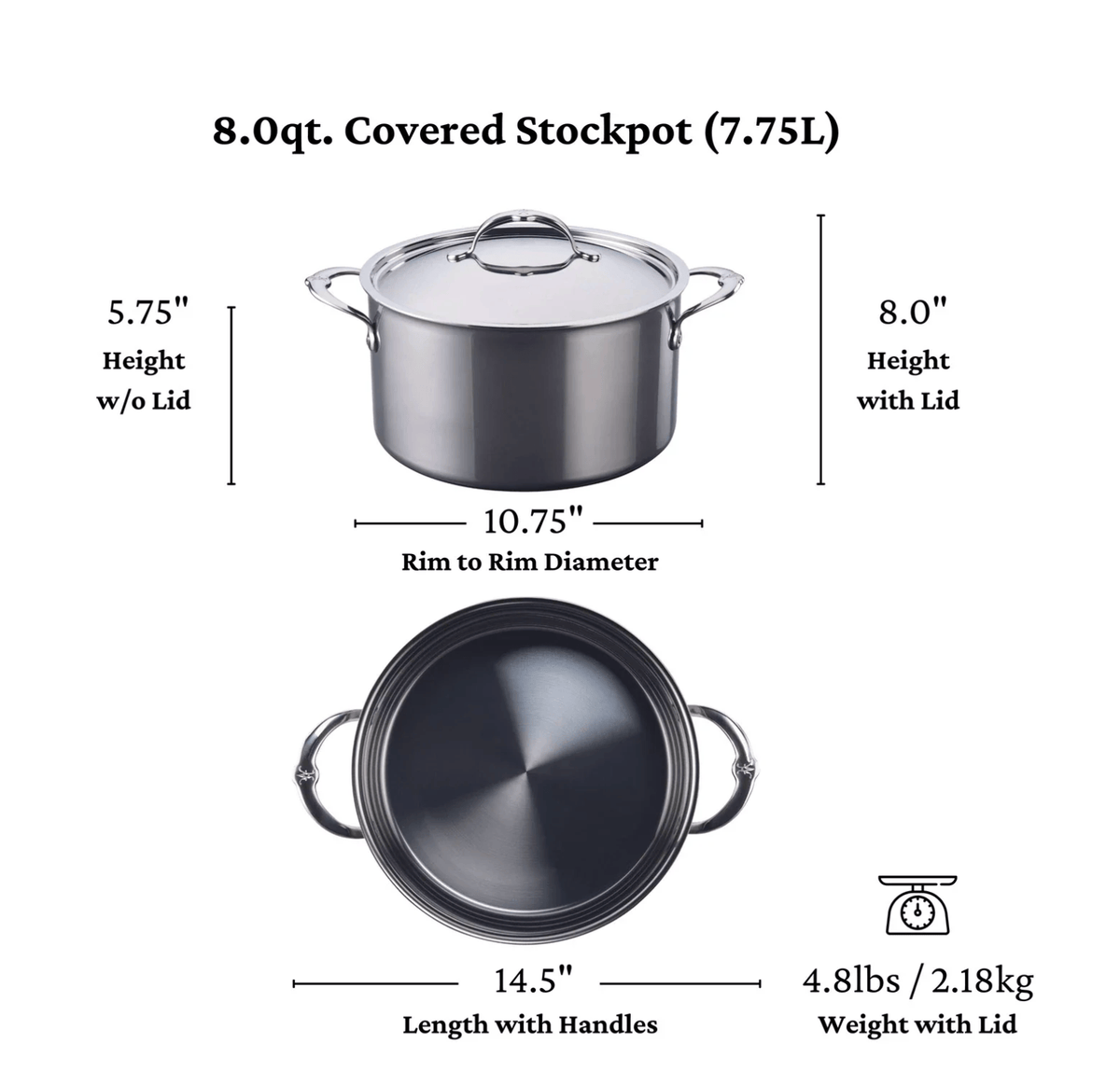 Cookware Hestan Nanobond Covered Stock Pot, 8 Quart