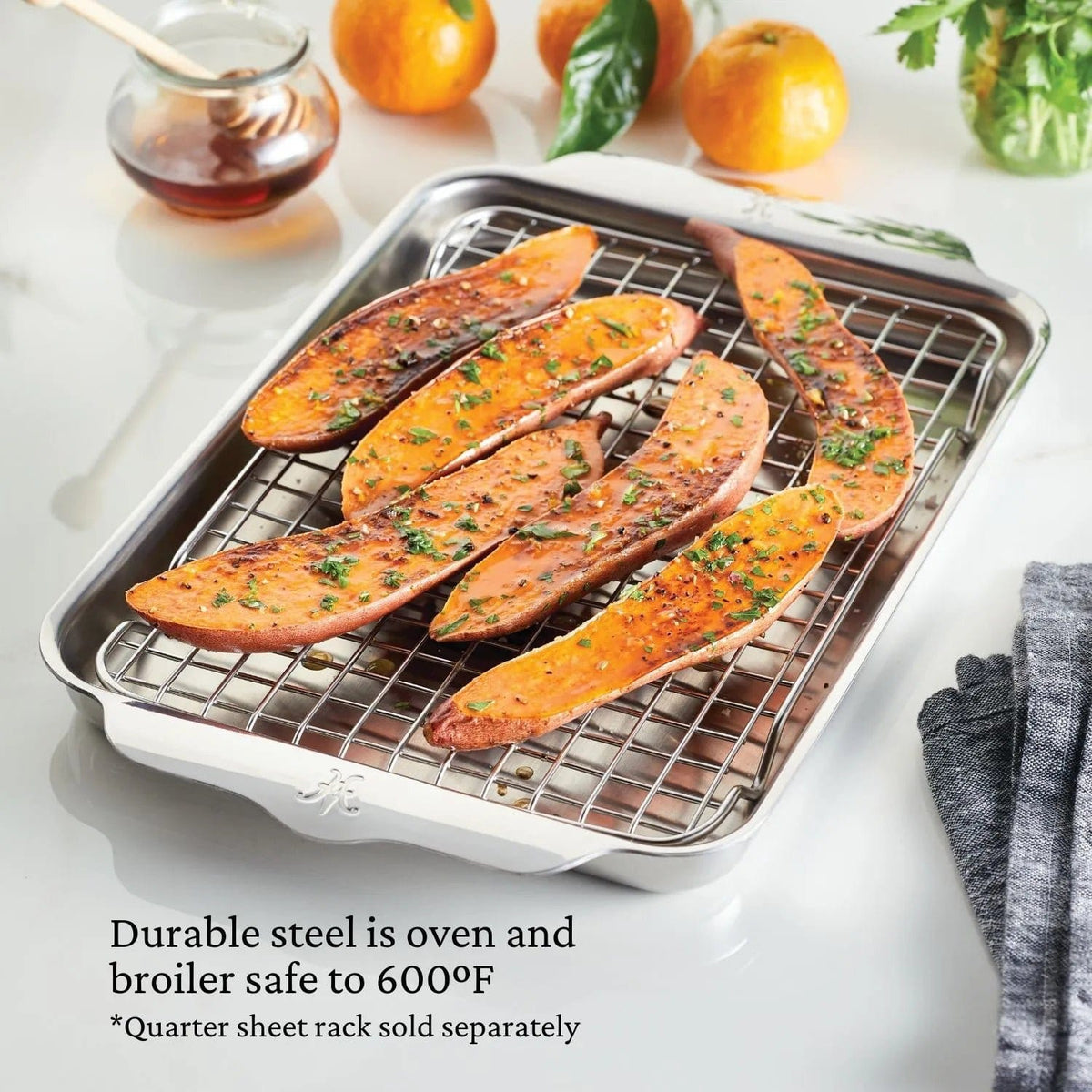 Cookware Hestan Provisions OvenBond Tri-ply Quarter Sheet Pan with Rack, 9" x 12.5"