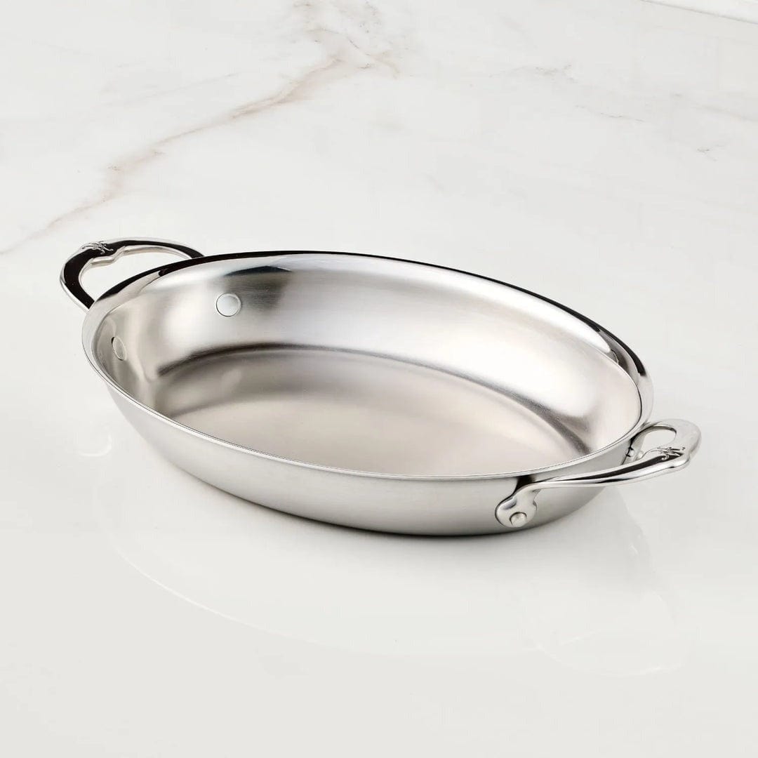 Cookware Hestan Provisions Stainless Steel Medium Clad Oval Au Gratin - 12.5" x 9"