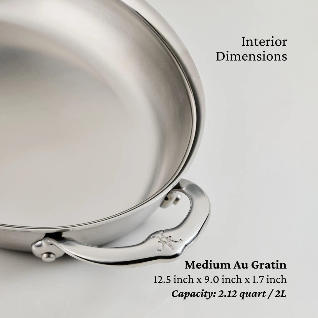 Cookware Hestan Provisions Stainless Steel Medium Clad Oval Au Gratin - 12.5" x 9"